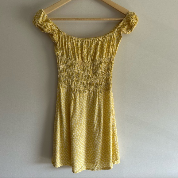 With Jean Marseille Yellow Floral Mini Rushed Dress - Picture 7 of 10